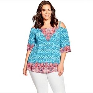 Avenue Tuscan Sun Cold Shoulder Tunic Top